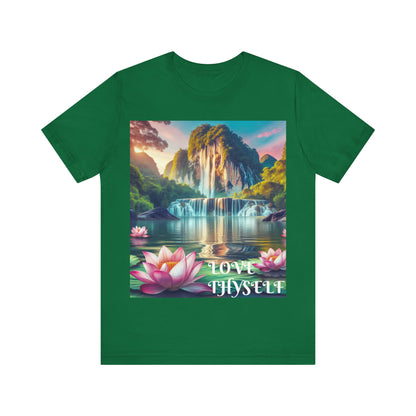 Tranquil Waterfall Printed Unisex Short Sleeve T-Shirt