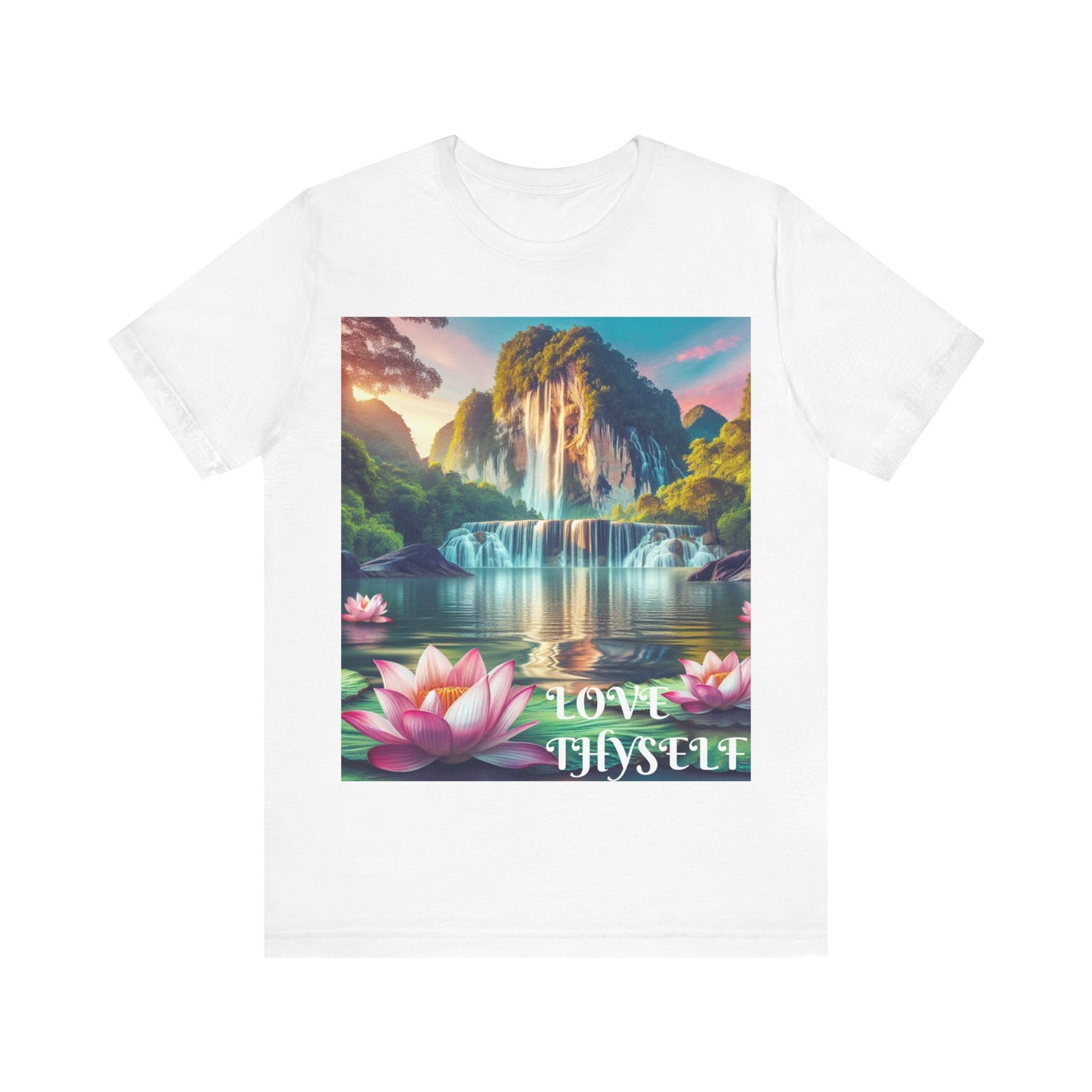 Tranquil Waterfall Printed Unisex Short Sleeve T-Shirt