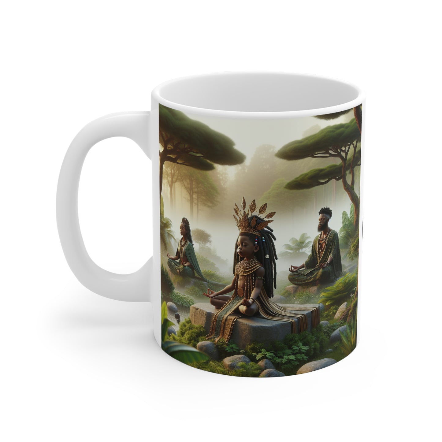 Peaceful Forest Meditating Family Printed Mug