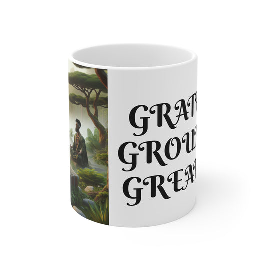 Peaceful Forest Meditating Family Printed Mug