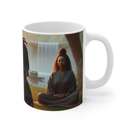 Meditating Family Printed Tea Coffee Mug