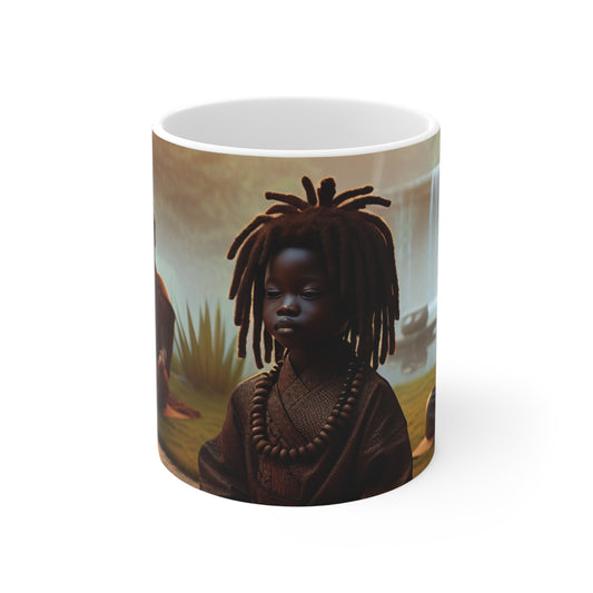 Meditating Family Printed Tea Coffee Mug