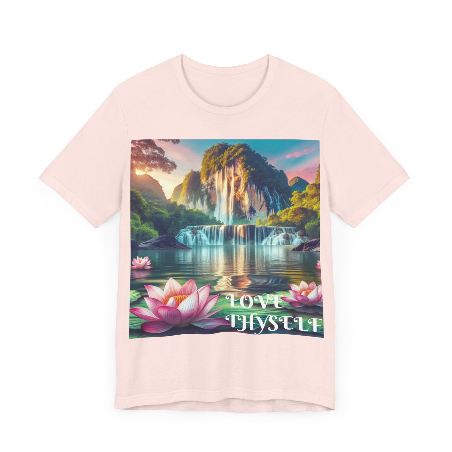 Tranquil Waterfall Printed Unisex Short Sleeve T-Shirt