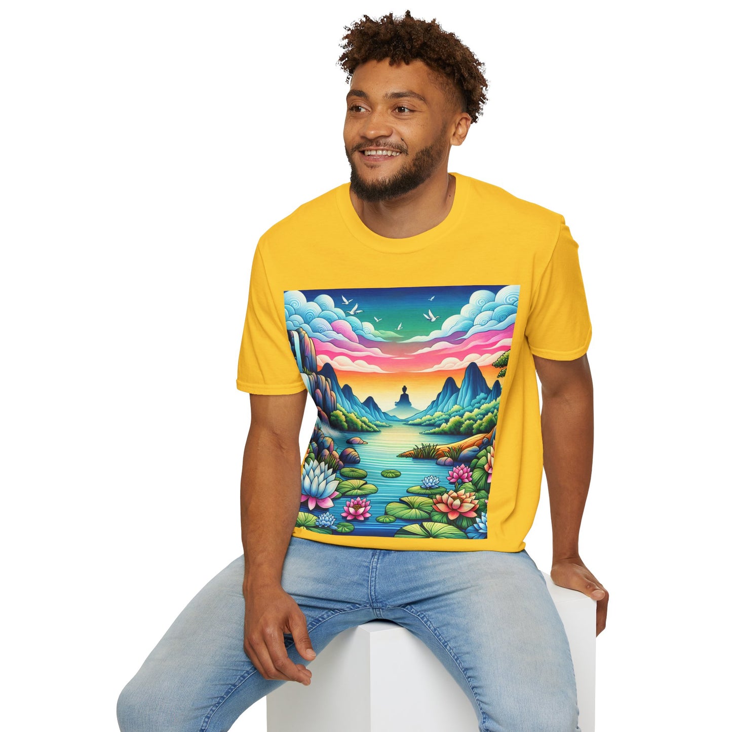 Unisex  Meditating Printed T-Shirt