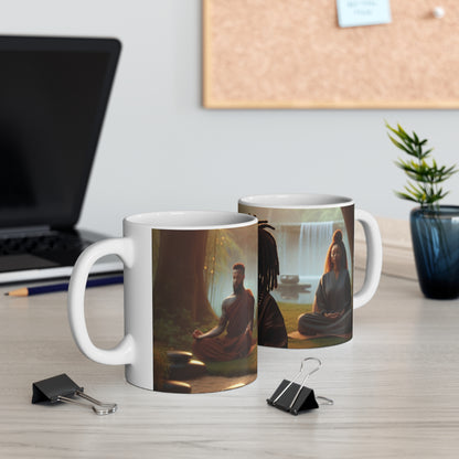 Meditating Family Printed Tea Coffee Mug