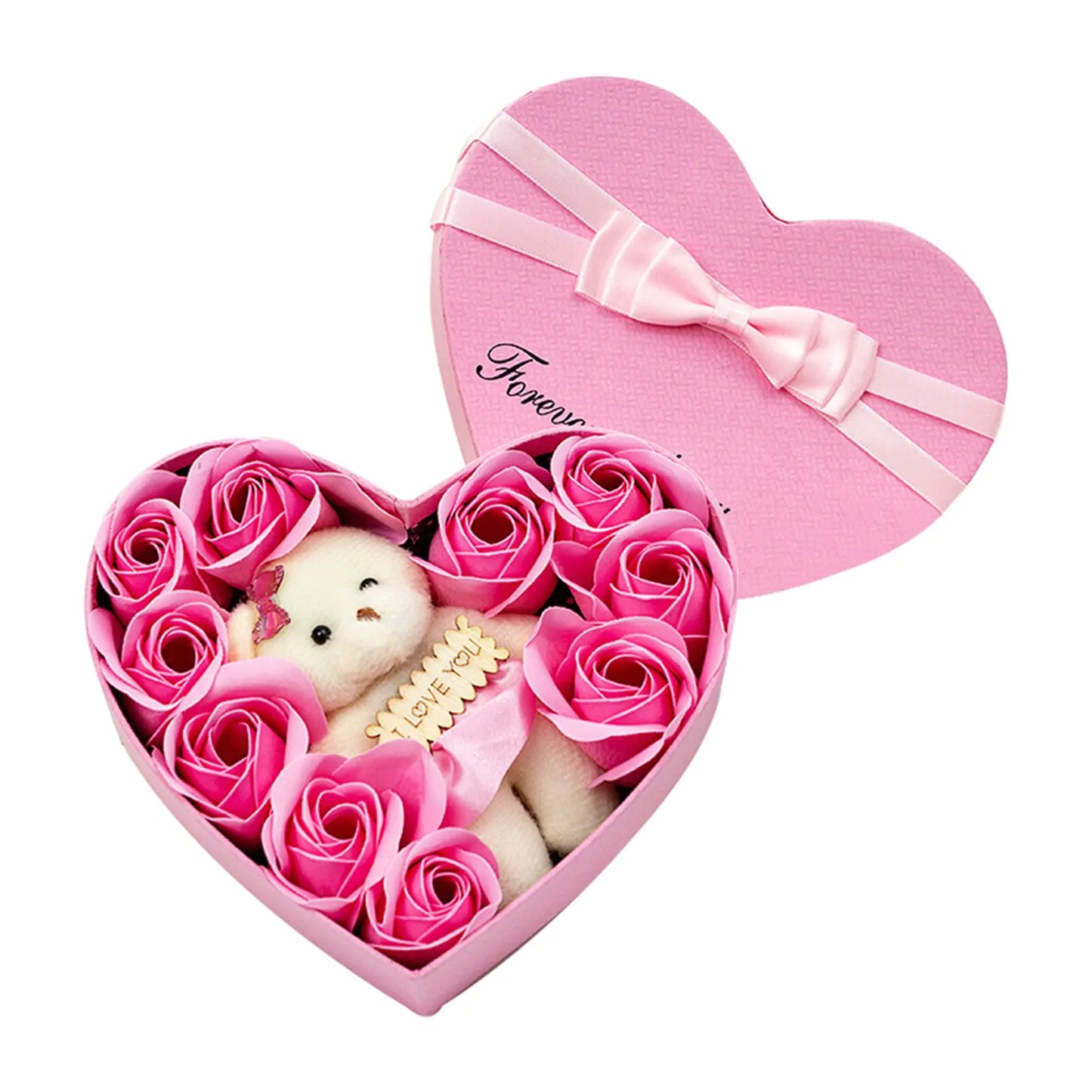 10 Heart-shape Soap Flower Gift Box