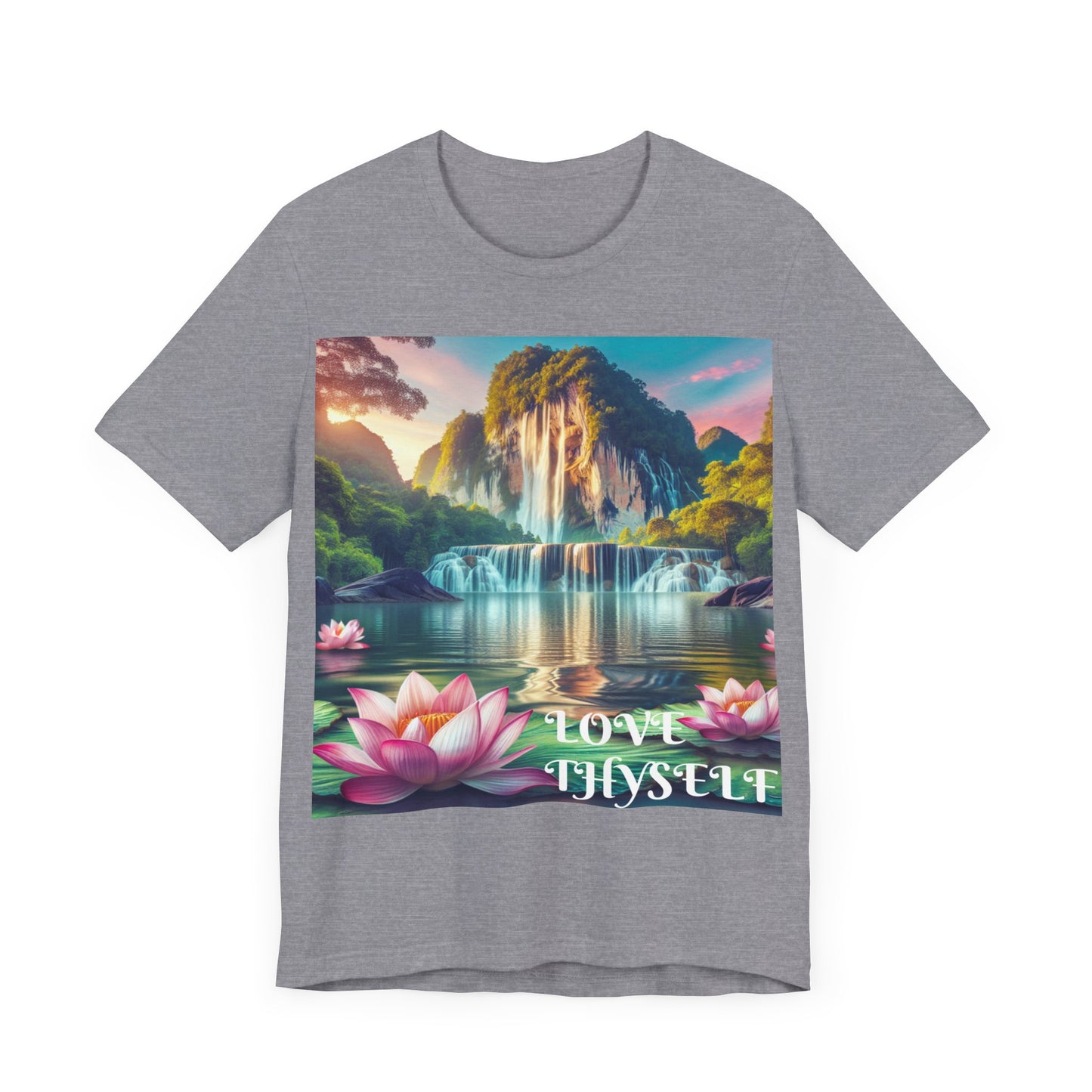 Tranquil Waterfall Printed Unisex Short Sleeve T-Shirt