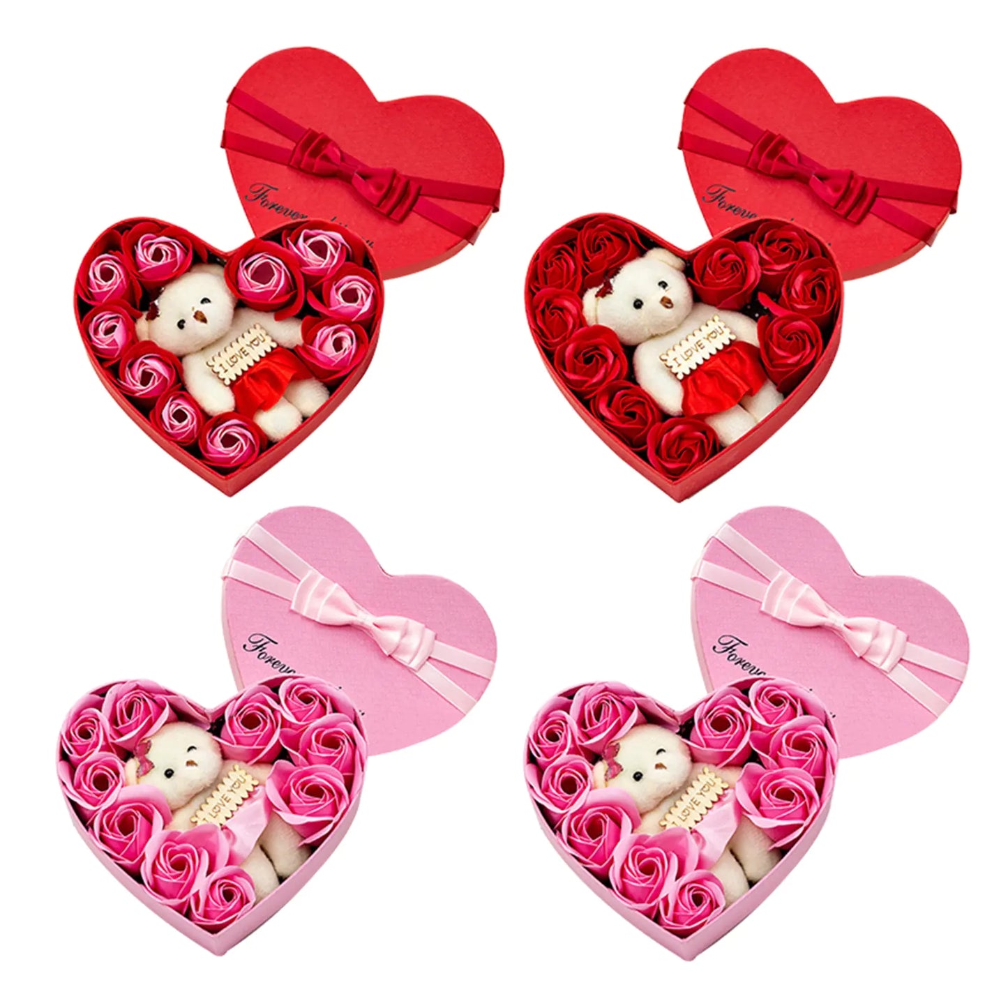 10 Heart-shape Soap Flower Gift Box